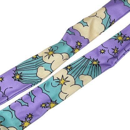 Bvlgari Scarf Twill Ribbon with Ring Allover Logo Purple Multicolor