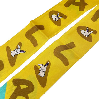Bvlgari Lappi Scarf Twilly Ribbon Rabbit Logo Silk Yellow Orange Yelloworange