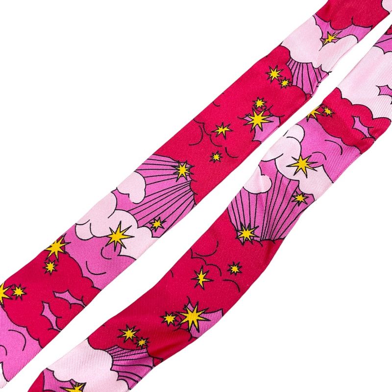Bvlgari Lappi Scarf Twilly Ribbon with Ring Silk Red Pink Red Pink Multicolor