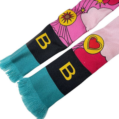 Bvlgari Lappi Scarf Twilly Ribbon with Ring Silk Red Pink Red Pink Multicolor