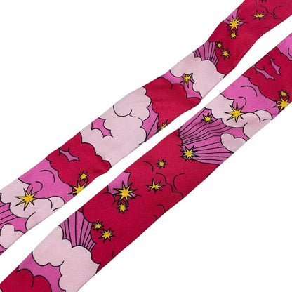 Bvlgari Lappi Scarf Twilly Ribbon with Ring Silk Red Pink Red Pink Multicolor