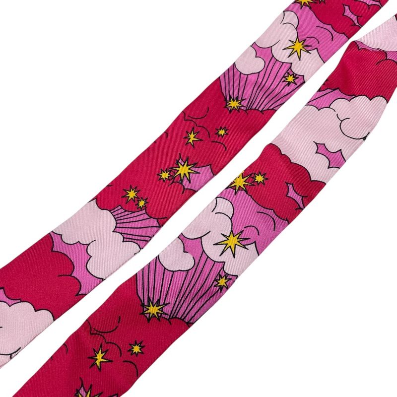 Bvlgari Lappi Scarf Twilly Ribbon with Ring Silk Red Pink Red Pink Multicolor