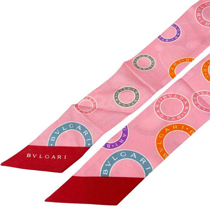 Bvlgari Serpenti Wrappy Scarf Twilly Ribbon Silk Red Pink Red Pink Multicolor