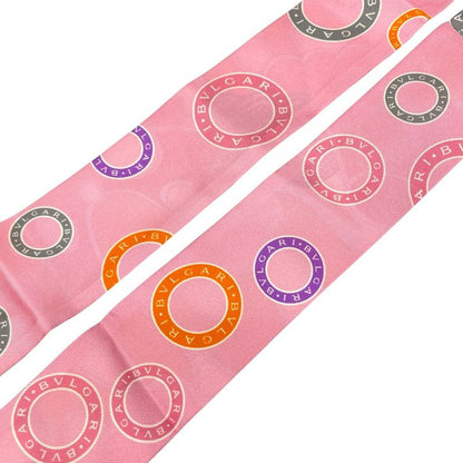 Bvlgari Serpenti Wrappy Scarf Twilly Ribbon Silk Red Pink Red Pink Multicolor