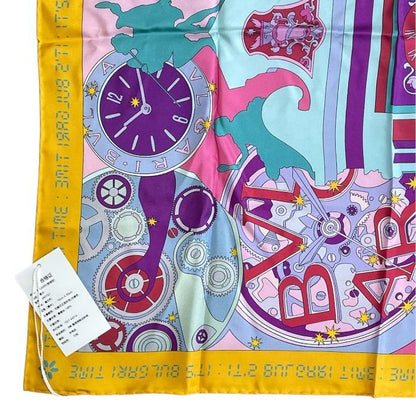 Bvlgari Scarf Shawl with Large Charm Silk Logo Yellow- Multicolor