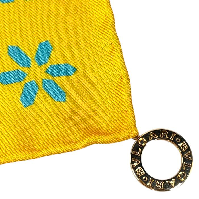 Bvlgari Scarf Shawl with Large Charm Silk Logo Yellow- Multicolor