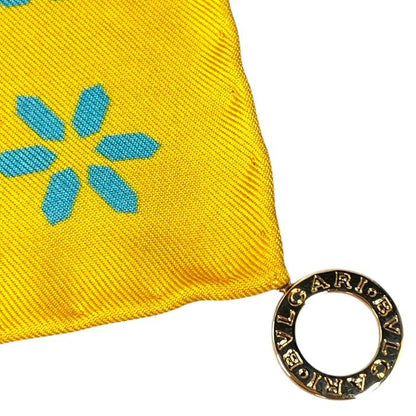 Bvlgari Scarf Shawl with Large Charm Silk Logo Yellow- Multicolor