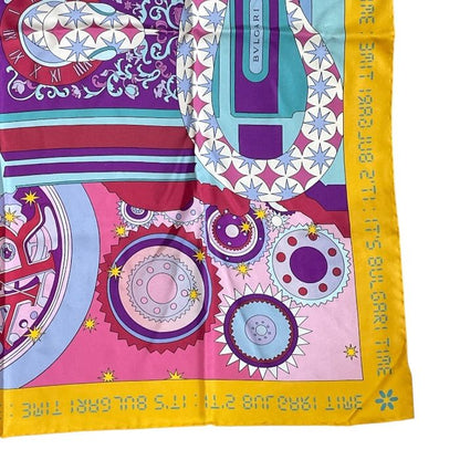 Bvlgari Scarf Shawl with Large Charm Silk Logo Yellow- Multicolor
