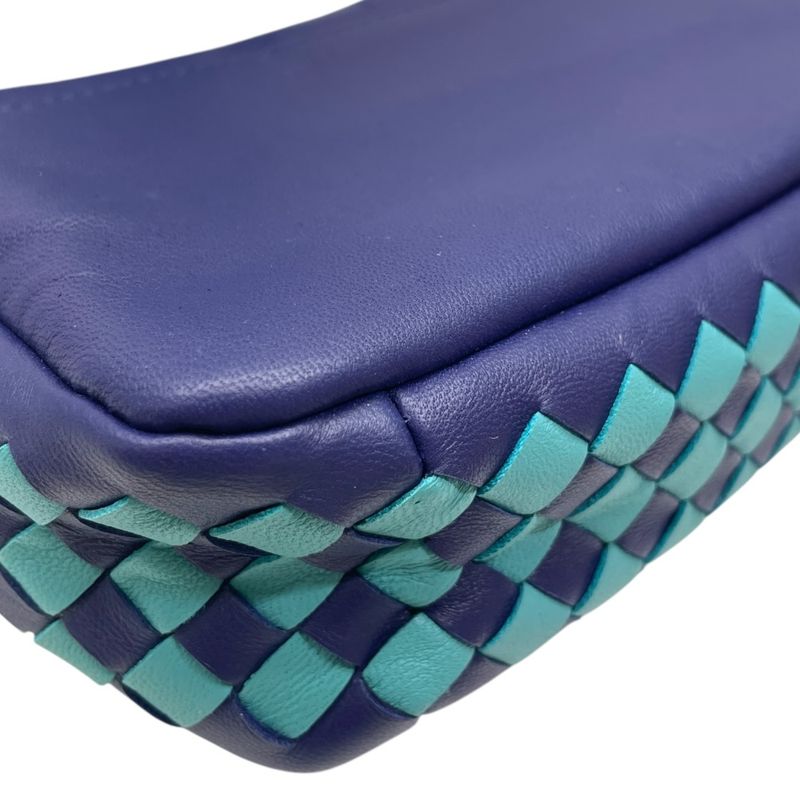 Bottega Veneta Intrecciato Leather Pouch Multi Case Cosmetic Navy Blue