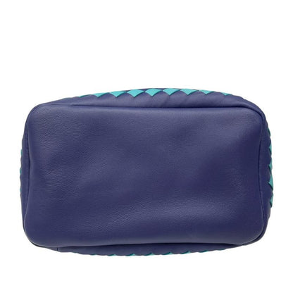 Bottega Veneta Intrecciato Leather Pouch Multi Case Cosmetic Navy Blue