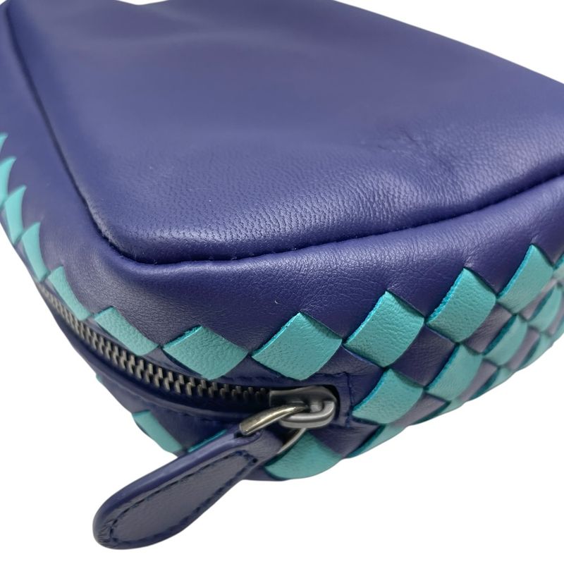 Bottega Veneta Intrecciato Leather Pouch Multi Case Cosmetic Navy Blue