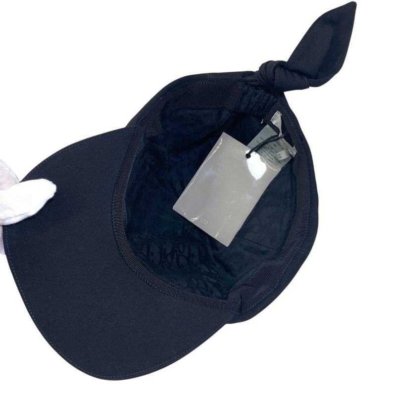 Dior Cap Hat Ribbon Logo Wool Black