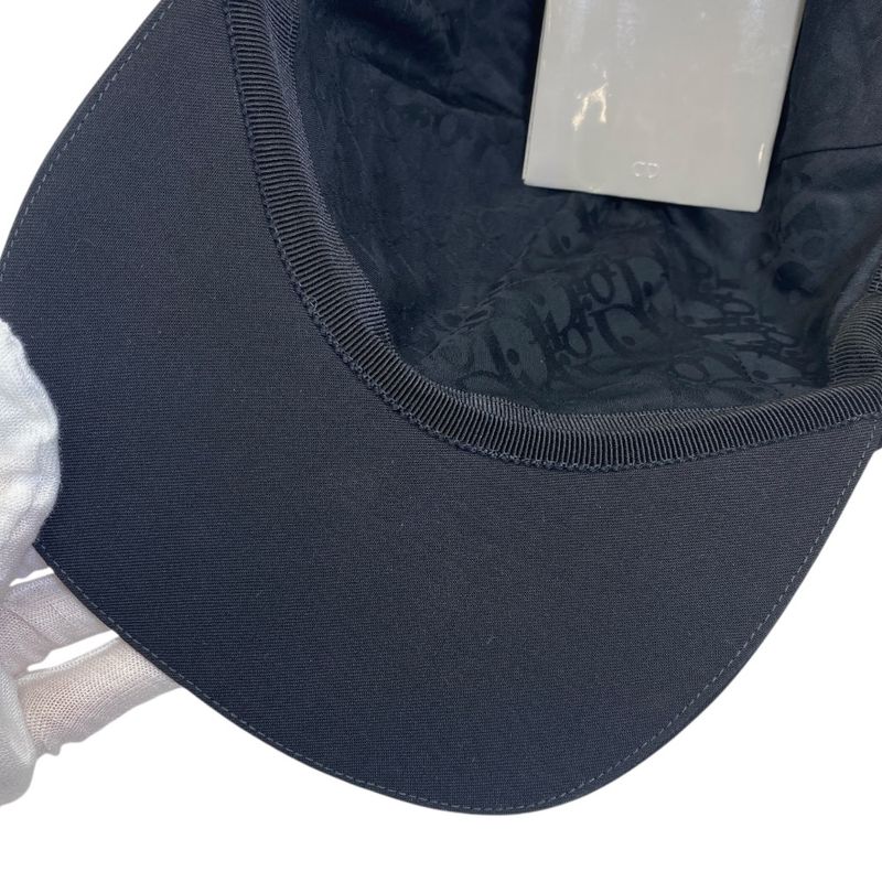 Dior Cap Hat Ribbon Logo Wool Black