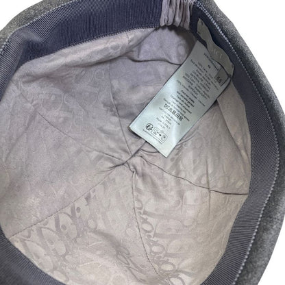 Dior Cap Hat Ribbon Logo Wool Gray
