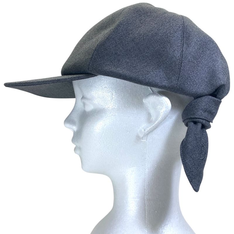 Dior Cap Hat Ribbon Logo Wool Gray