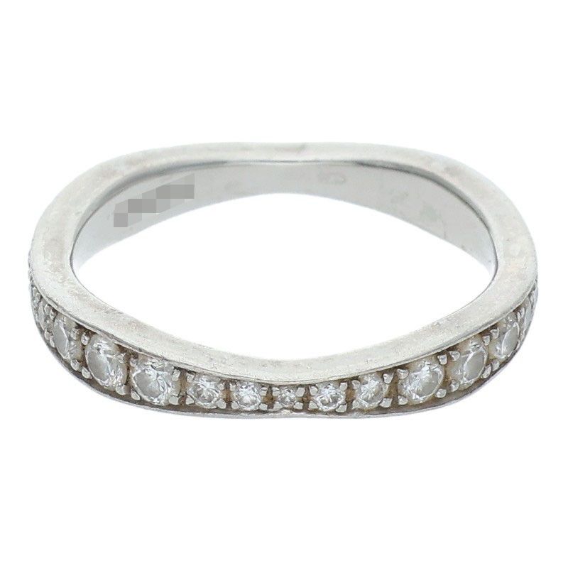 Harry Winston Pave Wave Band Ring Diamond Silver Clear