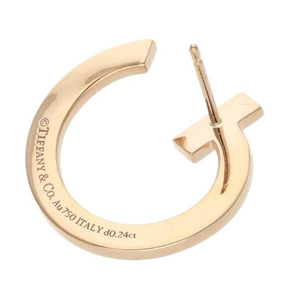 Tiffany & Co T One Open Hoop 18K Pink Gold Pave Diamond Earrings