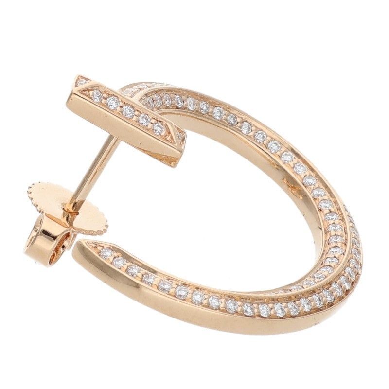 Tiffany & Co T One Open Hoop 18K Pink Gold Pave Diamond Earrings