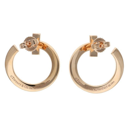 Tiffany & Co T One Open Hoop 18K Pink Gold Pave Diamond Earrings