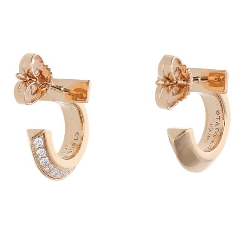 Tiffany & Co T One 18K Pink Gold Diamond Earrings