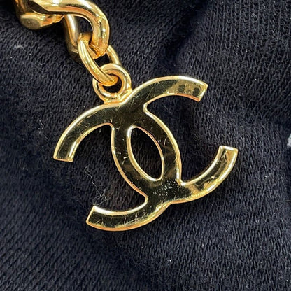 Chanel Chain Belt CC Logo Leather Metal Black