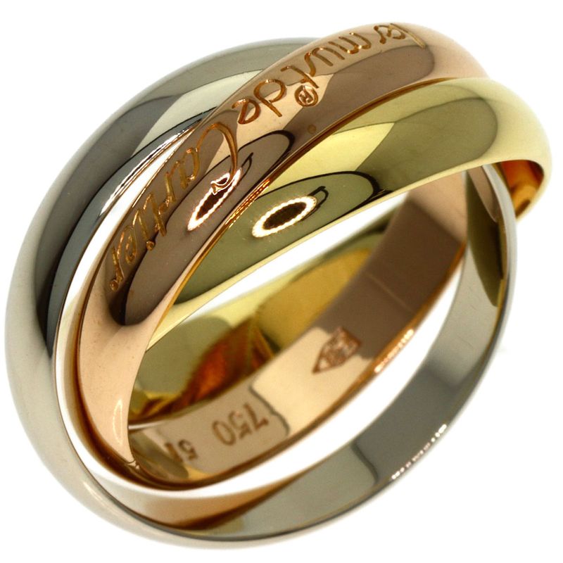 Cartier Trinity 51 Ring 18K Yellow Gold 18K White Pink