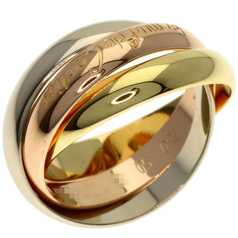 Cartier Trinity 50 Ring 18K Yellow Gold 18K White Pink