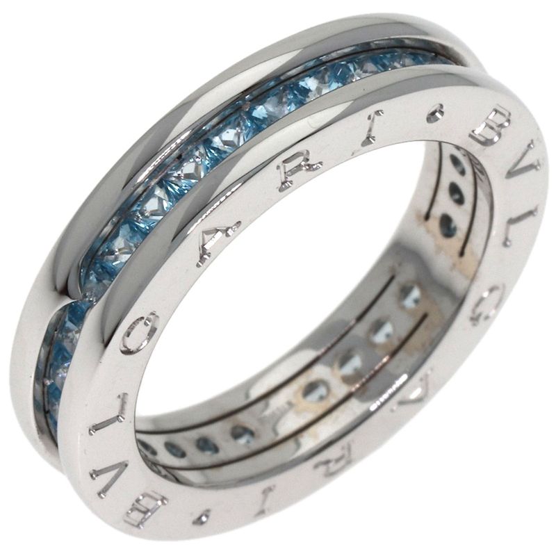 Bvlgari B-zero One Band Blue Topaz 54 Ring 18K White Gold