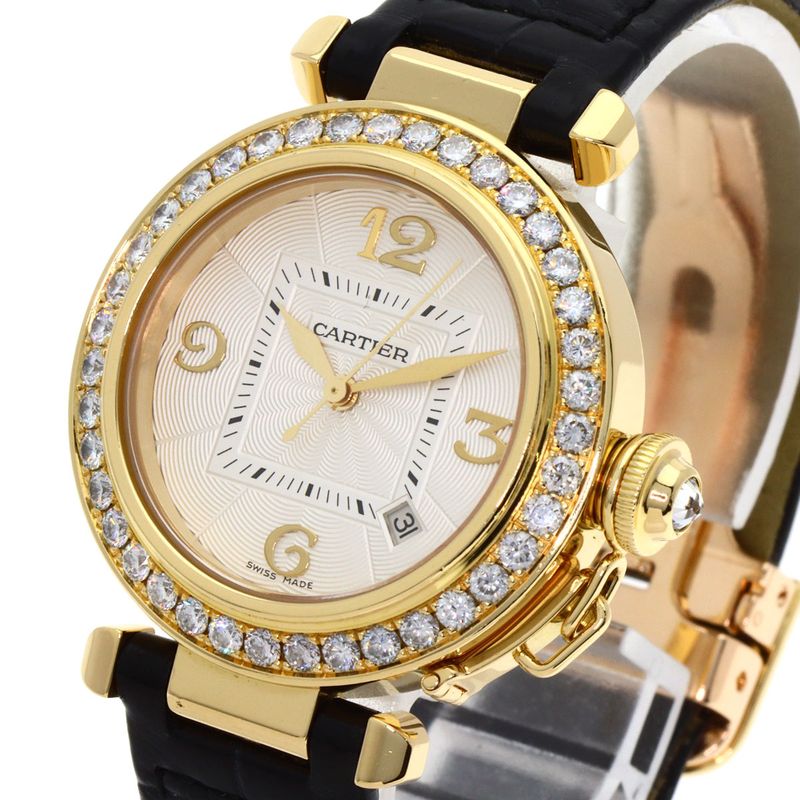 Cartier Pasha Bezel Diamond Watch 18K Yellow Gold