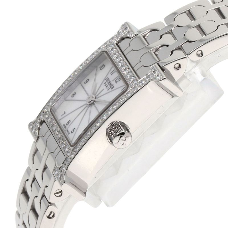 Hermes Watch Mini Diamond SS White Shell