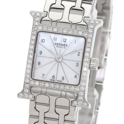 Hermes Watch Mini Diamond SS White Shell