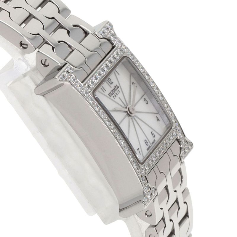 Hermes Watch Mini Diamond SS White Shell