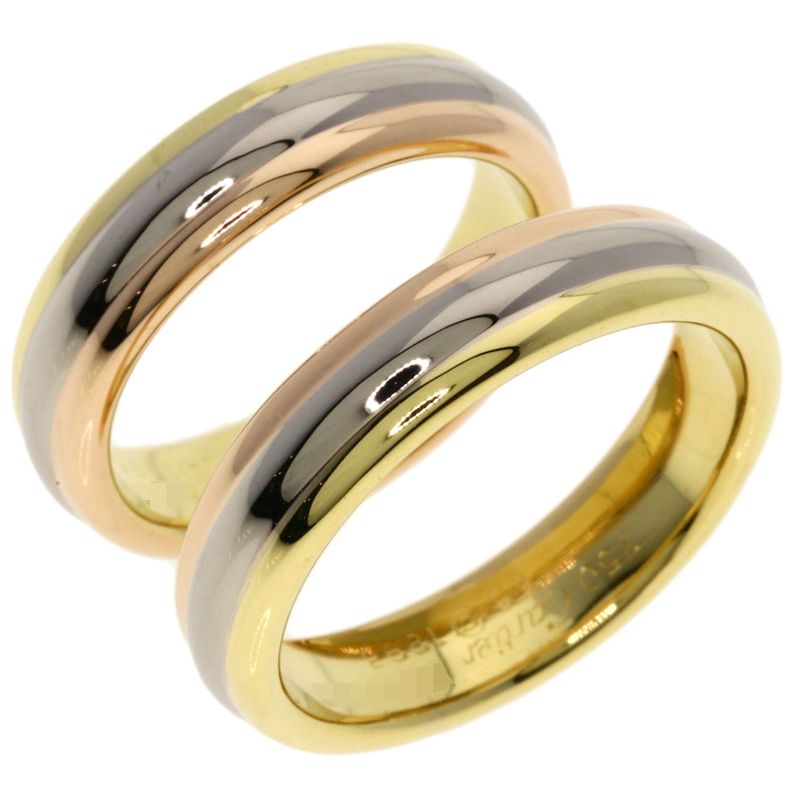 Cartier Three Color Pair Ring 51 56 18K Yellow Gold 18K White
