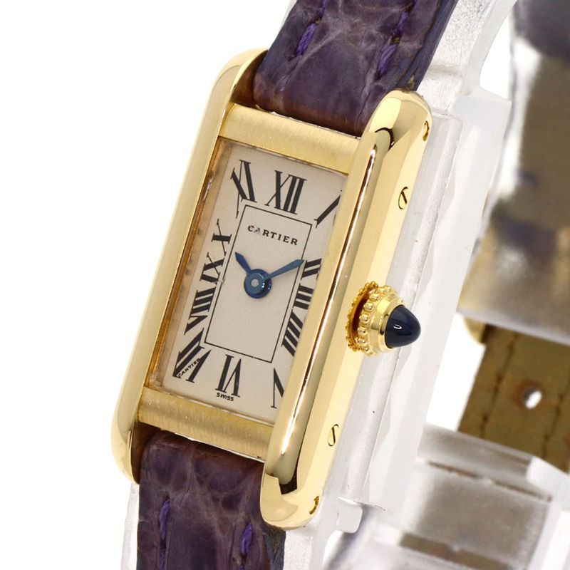 Cartier Tank Alonge Watch 18K Yellow Gold Leather