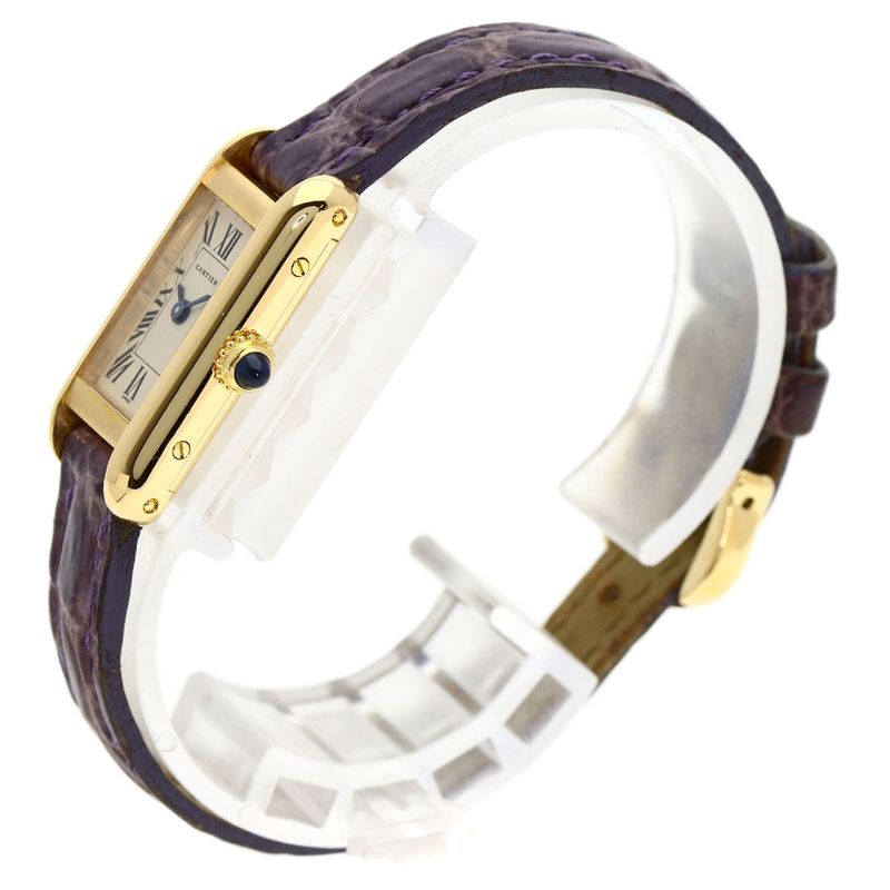 Cartier Tank Alonge Watch 18K Yellow Gold Leather