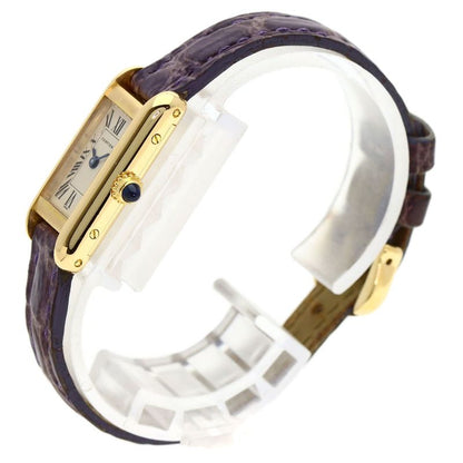 Cartier Tank Alonge Watch 18K Yellow Gold Leather
