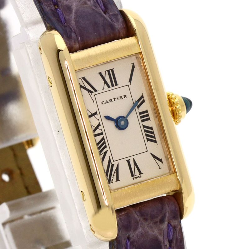 Cartier Tank Alonge Watch 18K Yellow Gold Leather