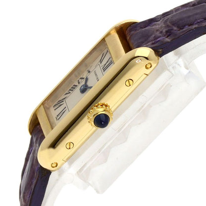 Cartier Tank Alonge Watch 18K Yellow Gold Leather