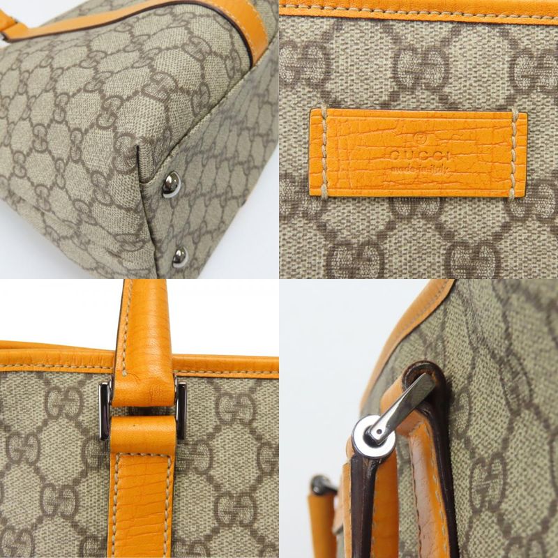 Gucci Tote GG Supreme Canvas Leather Beige Orange Everyday Use