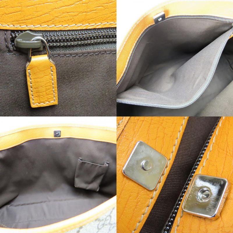 Gucci Tote GG Supreme Canvas Leather Beige Orange Everyday Use