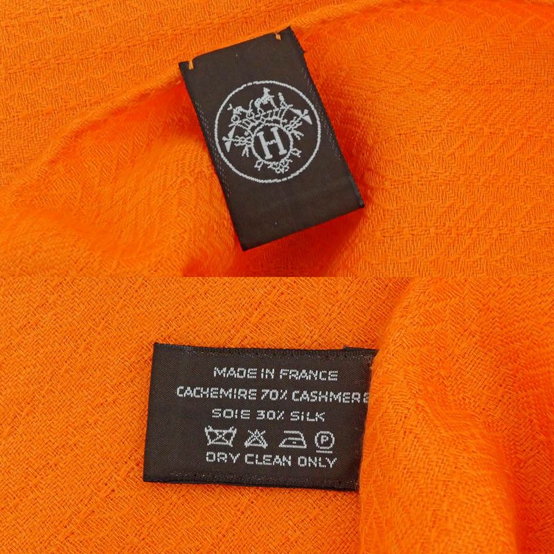 Hermes Shawl Scarf New Libris Cashmere Silk Orange