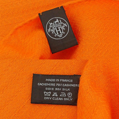 Hermes Shawl Scarf New Libris Cashmere Silk Orange