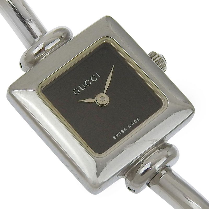 Gucci Stainless Steel Quartz Analog Display Black Dial Watch