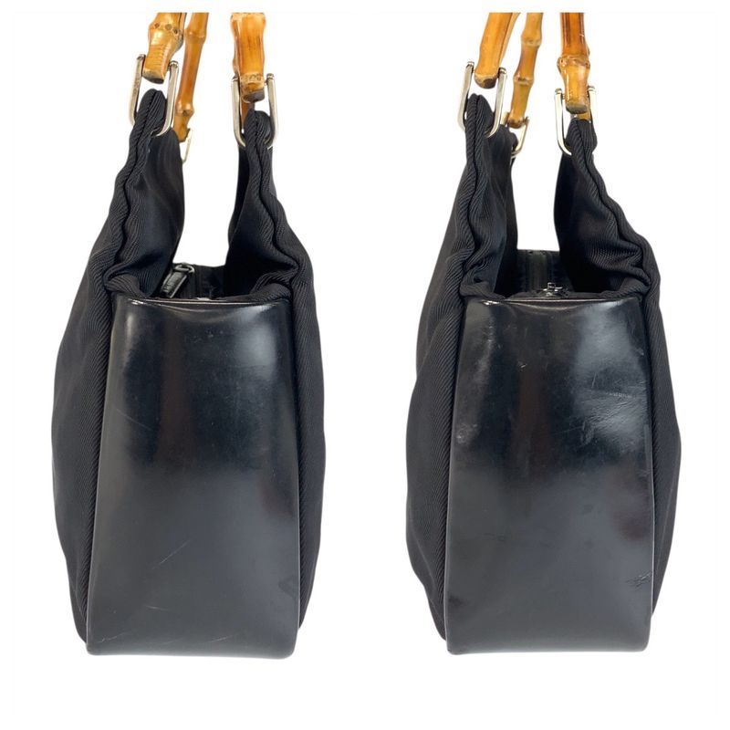 Gucci Bamboo Black Nylon Leather 000 Tote