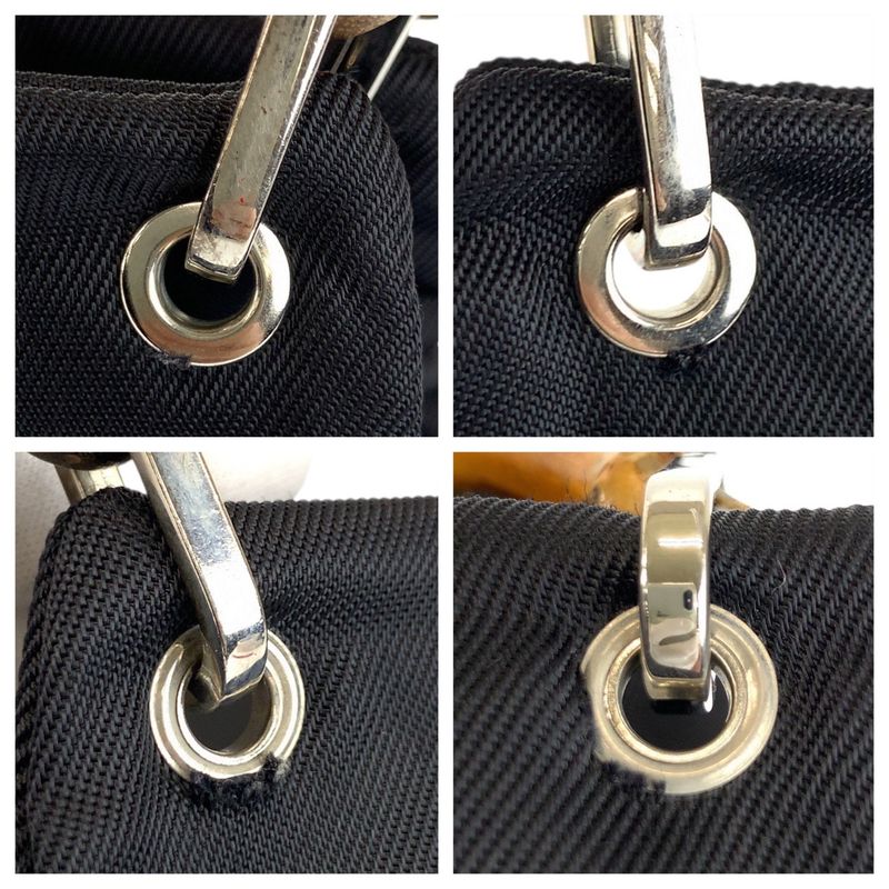 Gucci Bamboo Black Nylon Leather 000 Tote