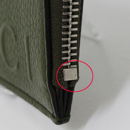 Gucci Logo Zip Card Case Leather Khaki