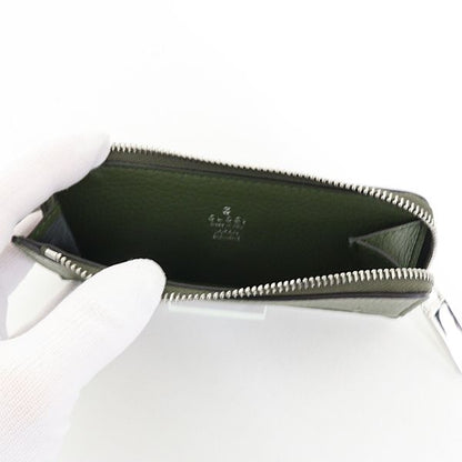 Gucci Logo Zip Card Case Leather Khaki