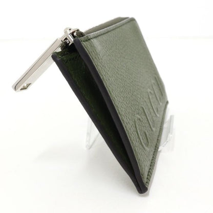 Gucci Logo Zip Card Case Leather Khaki