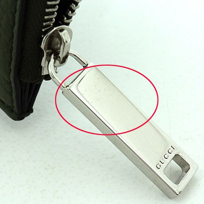 Gucci Logo Zip Card Case Leather Khaki