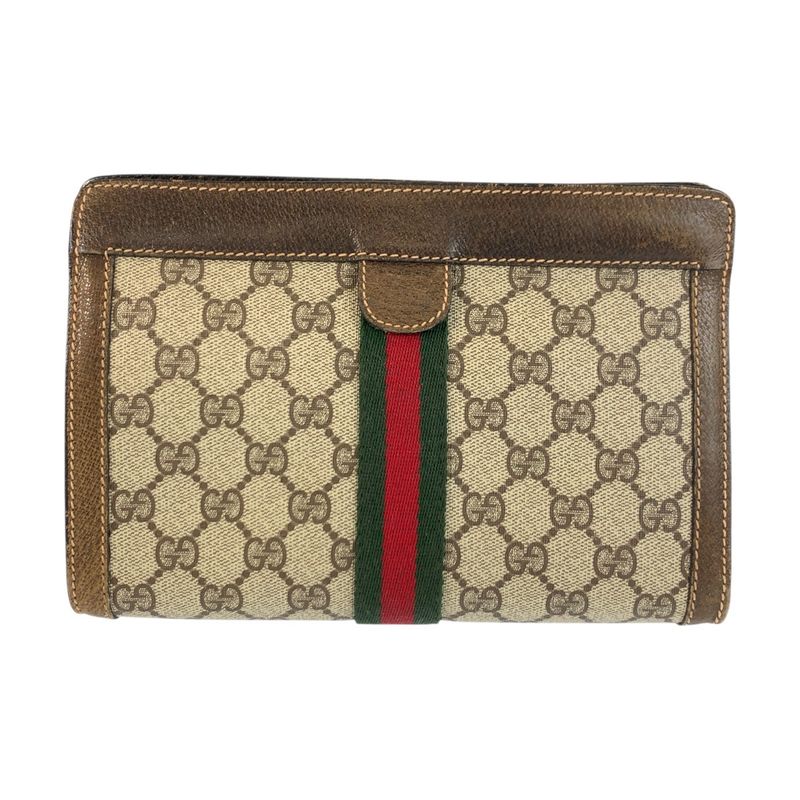 Gucci Vintage Sherry Clutch Beige Brown